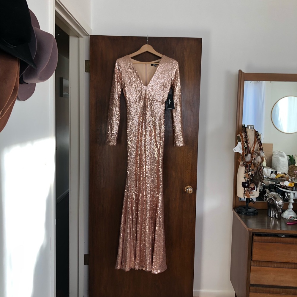 Stunning Rose Gold Sequin Long Dress from Lulus